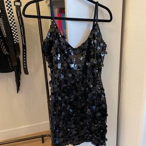 Black Sequins Mini Dress
